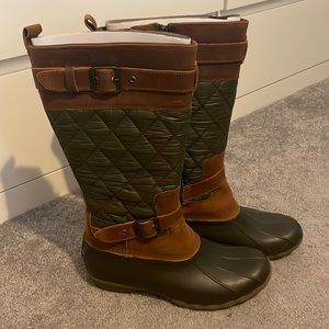Sperry Top Sider Saltwater Tall Brown and Olive Green Boots Size 10